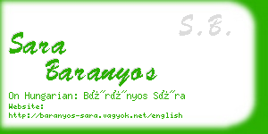 sara baranyos business card